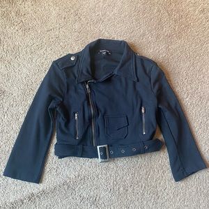 BEBE Cropped Moto Jacket Sweater NEW